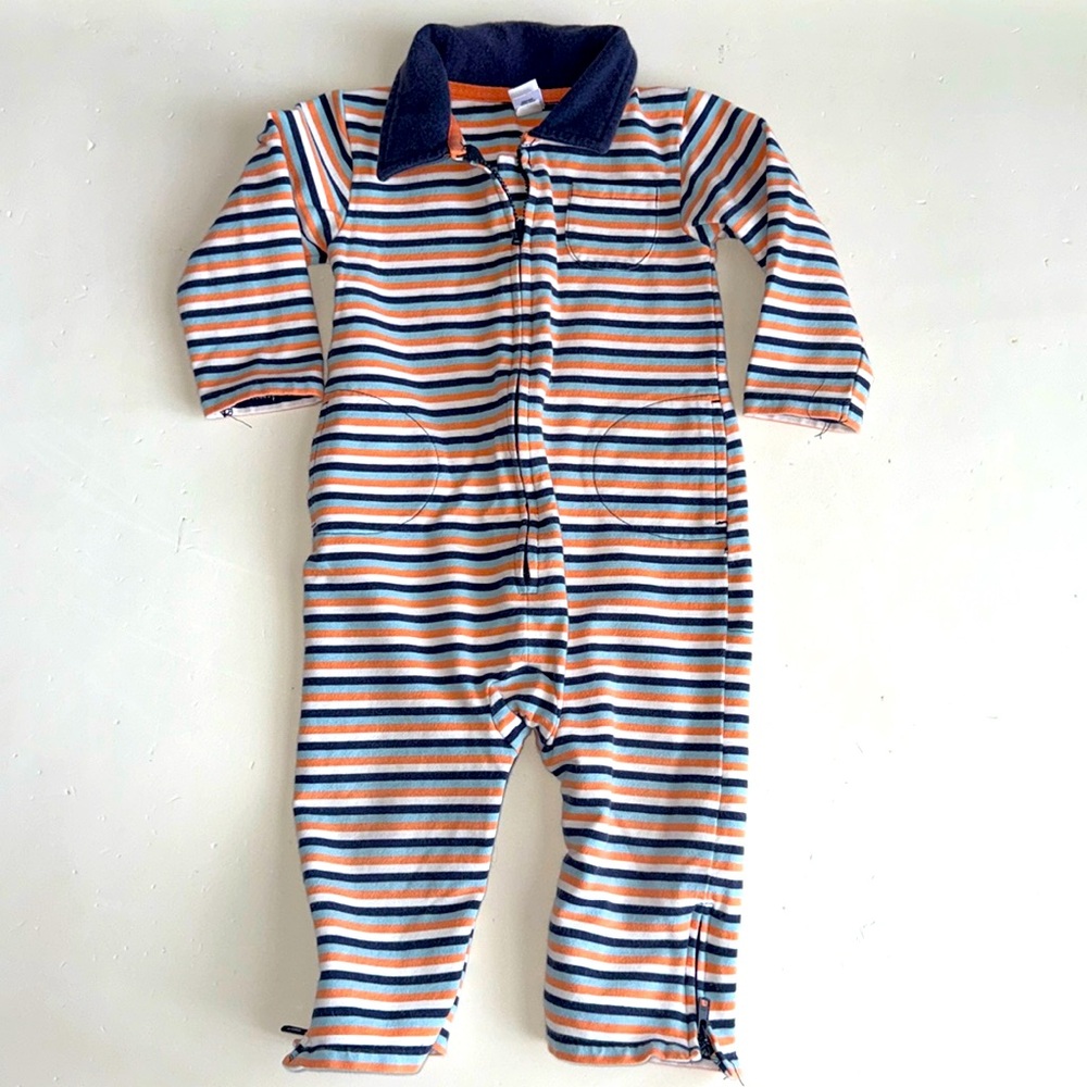Baby Gap Vintage Blue/Orange/White Strip Jumpsuit 6-12 Months